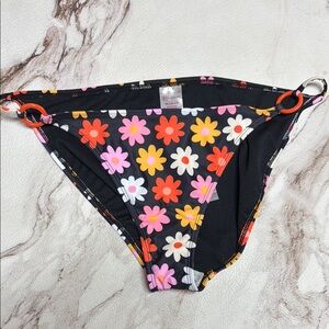 No Boundaries Floral Bikini Bottom with Pink and Orange Flowers